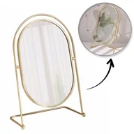 Lusterka do makijażu - Lusterko kosmetyczne stojące złote XL jednostronne wysokość 27cm L21 - miniaturka - grafika 1