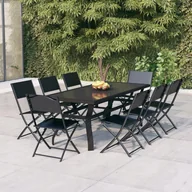 Meble ogrodowe - 9-częściowy zestaw mebli ogrodowych, szaro-czarny - miniaturka - grafika 1