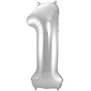 Folat Balon foliowy balon na Liczba * 1 *  Srebrny  wielkość 86 cm  dekoracyjna  urodziny  jubileusz 8714572631716 - Balony i akcesoria - miniaturka - grafika 1