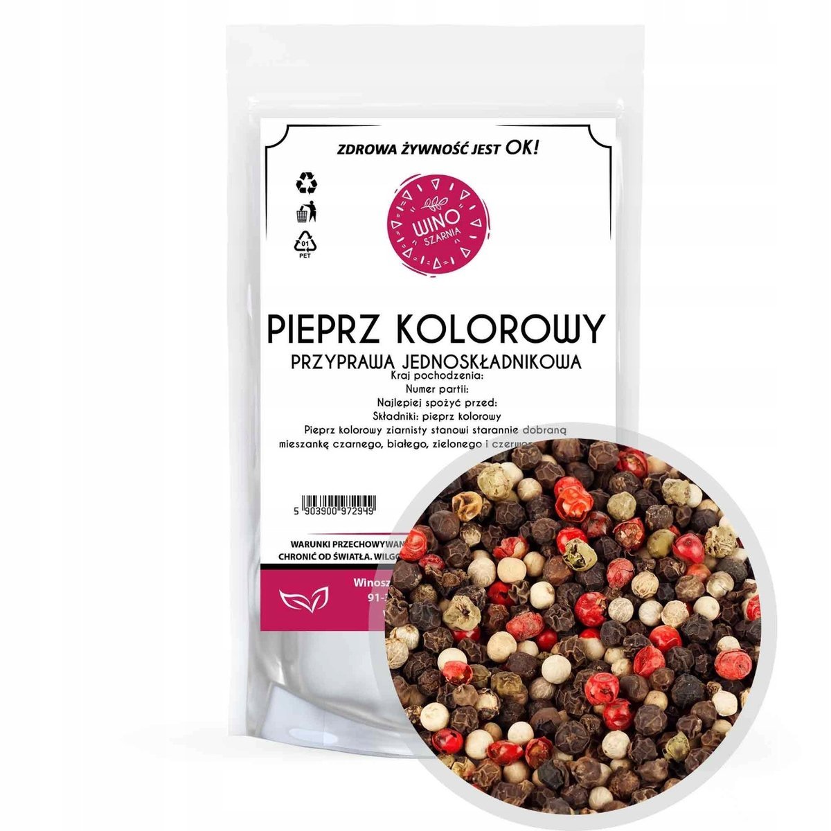 Pieprz kolorowy ziarno - 25g ziarnisty