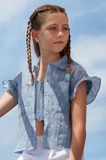 Bluzki dla dziewczynek - Mayoral bluzka dziecięca kolor niebieski wzorzysta - grafika 1