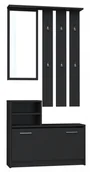 Szafki łazienkowe - Garderoba Szafka Na Buty Lustro Wieszaki Zestaw Do Przedpokoju Czarny Mat - miniaturka - grafika 1