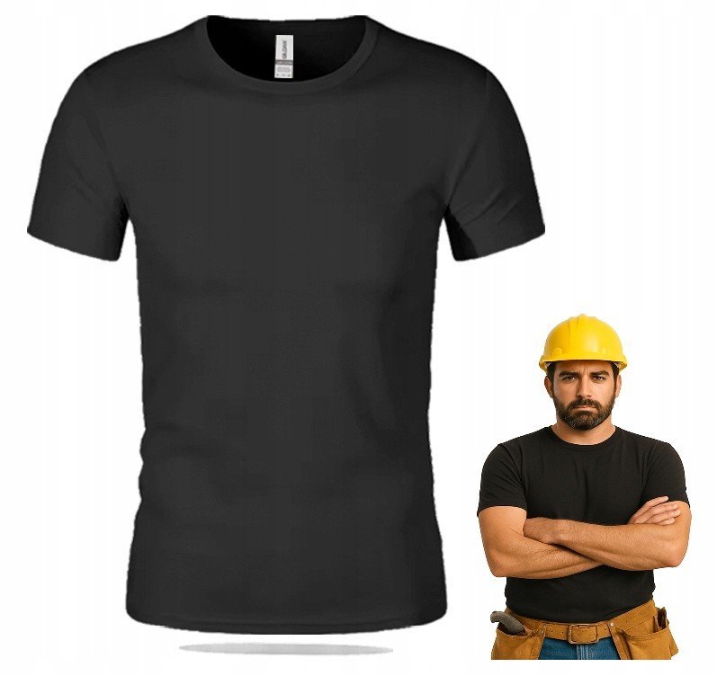 KOSZULKA MĘSKA robocza T-SHIRT CZARNY REKLAMOWA ROBOCZA czarna 100% BAWEŁNA