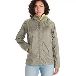 Płaszcze damskie - Marmot Kobiety Wm's PreCip Eco Jacket, Wodoodporna kurtka przeciwdeszczowa, oddychający płaszcz przeciwdeszczowy z kapturem, lekka wiatrówka hardshell na wędrówki, Vetiver, XS - grafika 1