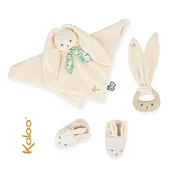 Zawieszki dla dzieci i niemowląt - Kaloo Zestaw prezentowy 3 w 1 Królik (komforter + gryzak + buciki) kremowy kolekcja Lapinoo - miniaturka - grafika 1