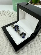 Spinki do mankietów i krawatów - SPINKI DO MANKIETÓW srebrne sople czarne niebieskie - miniaturka - grafika 1