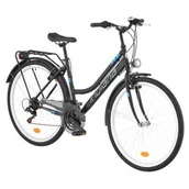 Rowery - Indiana Trekker D19 28 cali damski Czarno-niebieski 2023 - miniaturka - grafika 1