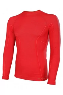 Bluzy sportowe męskie - Bluza termoaktywna męska Brubeck Active Wool LS12820 czerwony - grafika 1