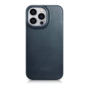 iCarer CE Oil Wax Premium Leather Folio Case skórzane etui iPhone 14 Pro z klapką magnetyczne MagSafe niebieski (AKI14220706-BU) - Etui i futerały do telefonów - miniaturka - grafika 2