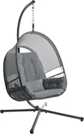 Fotele ogrodowe wiszące - BELIANI Fotel wiszący ze stojakiem ciemnoszary ALVIANO - miniaturka - grafika 1