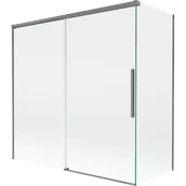 Parawany nawannowe - Mexen Rox parawan nawannowy 2-skrzydłowy rozsuwany 160 + 70 x 150 cm, transparent, gun metal - 8C9-160-070-95-00 - miniaturka - grafika 1