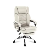 Fotele i krzesła biurowe - Fotel biurowy z masażem Mark Adler Boss 6.0 Beżowy - miniaturka - grafika 1