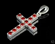 Biżuteria religijna - Krzyżyk z 11-ma cyrkoniami 3mm - granat - miniaturka - grafika 1