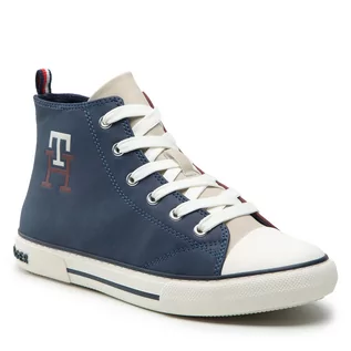 Buty dla chłopców - Trampki Tommy Hilfiger - High Top Lace-Up Sneaker T3X9-32451-1441 S Blue/Bordeaux X663 - grafika 1