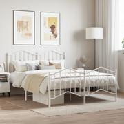 Łóżka - Metalowa rama łóżka z wezgłowiem i zanóżkiem, biała, 140x200 cm Lumarko! - miniaturka - grafika 1