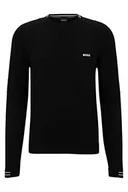 Bluzy męskie - BOSS Męska bluza z dzianiny Rolet, czarny (Black1), XS - miniaturka - grafika 1