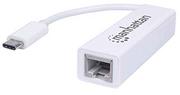 Manhattan Adapter USB USB-C LAN RJ45 Biały 507585