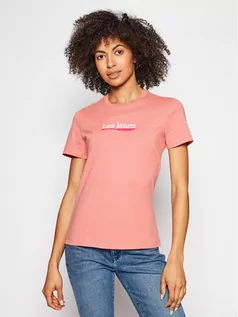 Koszulki i topy damskie - Lee T-Shirt Logo L44NEPQJ Różowy Regular Fit - grafika 1