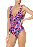 Stroje kąpielowe - goldenpoint Damski jednoczęściowy kostium kąpielowy z falbankami Groovie Holiday, wielokolorowa, 75B - miniaturka - grafika 1