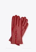Rękawiczki - Damskie rękawiczki skórzane z ociepleniem czerwone - miniaturka - grafika 1