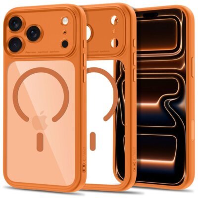 Etui TECH-PROTECT MagPeak MagSafe CC do Apple iPhone 17 Pro/18 Pro Przezroczysto-pomarańczowy