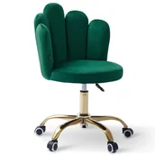 Krzesła - Krzesło obrotowe muszelka zielone DC-6092S Złote nogi, Welur, Glamour - miniaturka - grafika 1