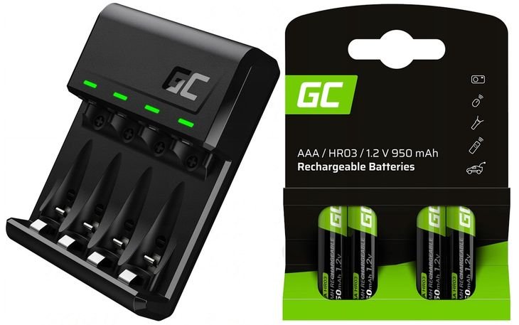 Ładowarka Baterii Aa Aaa + 4x Akumulatorki R3 Aaa 950mah