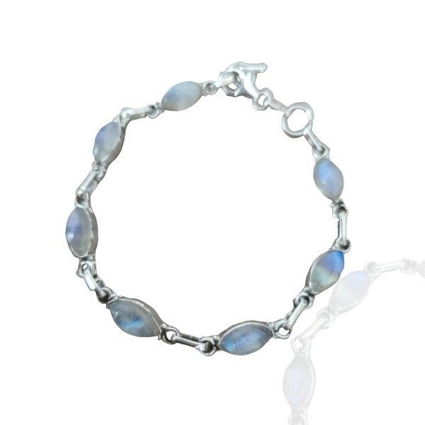 ankabizuteria.pl Klasyczna bransoletka srebrna z kamieniem księżycowy