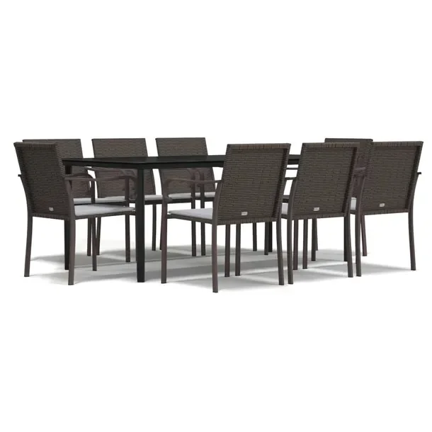 Zestaw Mebli Ogrodowych Rattan PE i Stal, Stół 200x100x74 cm Czarny, Krze