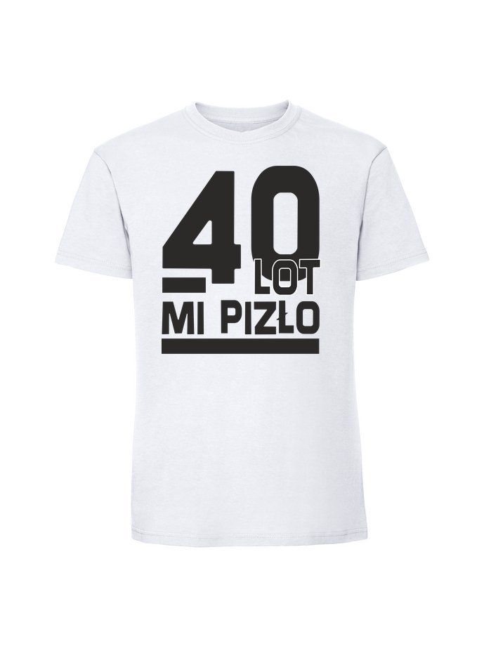 Męska koszulka z nadrukiem - 40 LOT MI PIZŁO biały XL