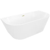 Wanny - Mexen Oris wanna wolnostojąca przyścienna ryflowana 150 x 75 cm, biała, przelew złoty szczotkowany - 52871507500-55 - miniaturka - grafika 1