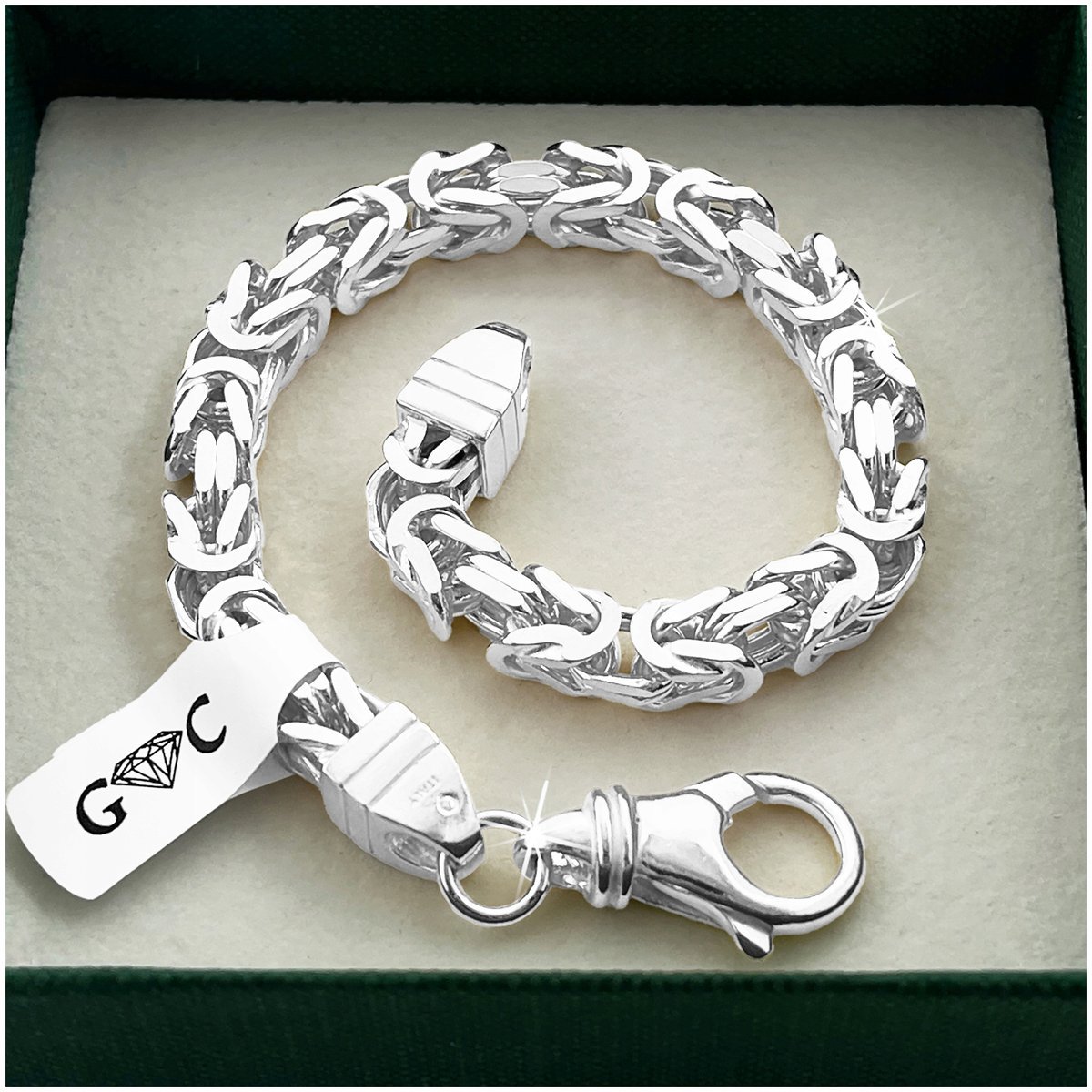 GRUBA BRANSOLETKA MĘSKA SPLOT KRÓLEWSKI, SREBRO PRÓBA 925, 22cm/6mm GRAWER