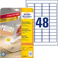 Etykiety do drukarek - Avery Zweckform Etykiety uniwersalne Zweckform usuwalne 45,7 x 21,2 mm, 1440 etykiet 25 Arkuszy + 5 Arkuszy EXTRA ZW191 - miniaturka - grafika 1