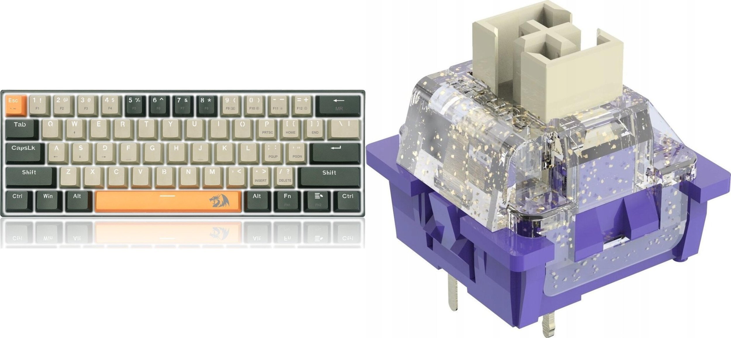 Redragon Redragon K606 Lakshmi Red switch K606-OG&GY&BK + A113 HP1 Panda Keycaps A113 HP1
