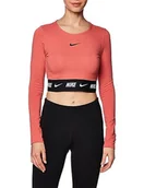 Koszulki i topy damskie - Nike NSW Crop Tape Ls Top Adobe/Black XL - miniaturka - grafika 1