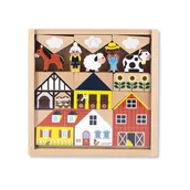 Klocki - Janod Zestaw klocków i figurek 34 el. Wieś Cross Roads 2+ - miniaturka - grafika 1