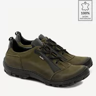 Półbuty męskie - Buty trekkingowe ze skóry naturalnej Harvey khaki - BRILU - miniaturka - grafika 1