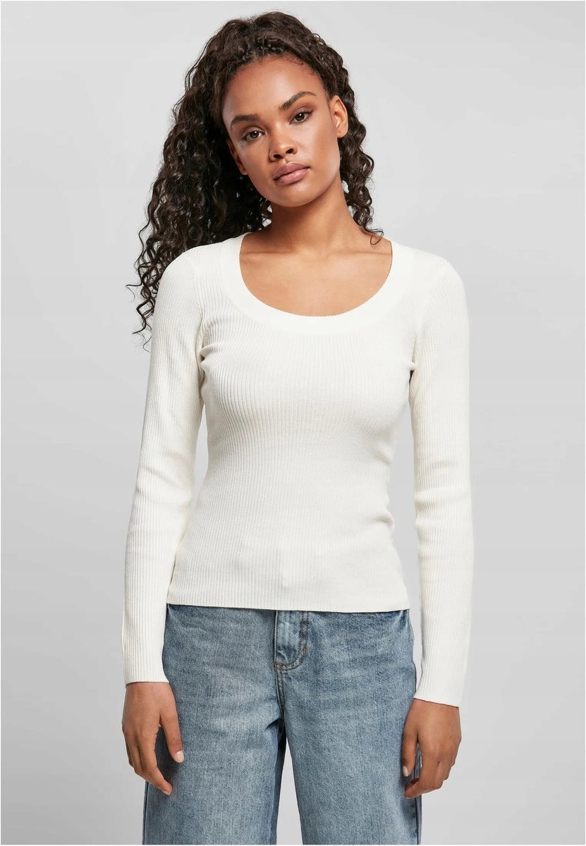 URBAN CLASSICS BIAŁY DOPASOWANY SWETER Z DŁUGIM RĘKAWEM XXL 6FA