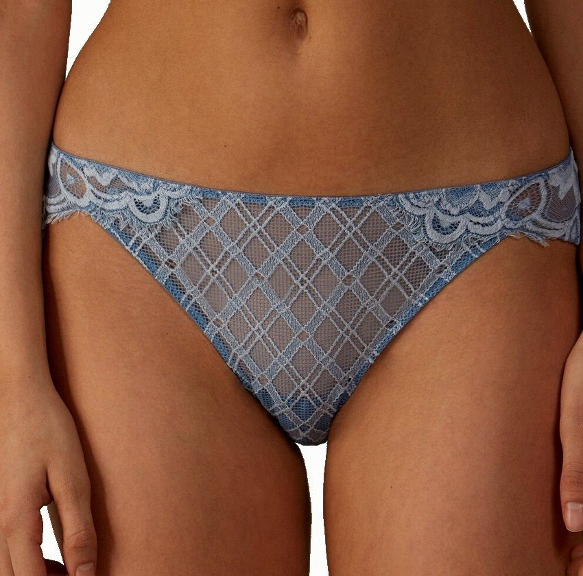 INTIMISSIMI Figi damskie majtki klasyczne koronka floral niebieskie M / 38