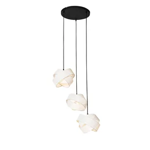 QAZQA Nowoczesna lampa wisząca biała 3-punktowa - Tkanina - Lampy sufitowe - miniaturka - grafika 1