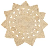 Dywany - Beliani Dywan okrągły z juty 120 cm beżowy ARABAN - miniaturka - grafika 1