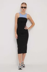 Sisley sukienka jeansowa kolor czarny mini dopasowana - Sukienki - miniaturka - grafika 1