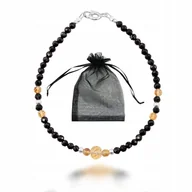 Bransoletki - Czarny Turmalin i Cytryn Bransoletka Szczęścia Srebro 925 Prezent 17cm, bez marki, AG00000215 - miniaturka - grafika 1