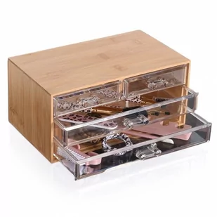 Organizer na kosmetyki i akcesoria do makijażu drewniany 23,5x15,5x11 cm kod: O-569401 - Gadżety do domu - miniaturka - grafika 1