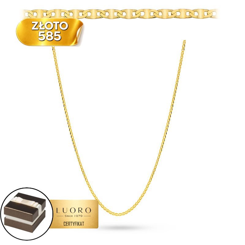 ŁAŃCUSZEK ZŁOTY 585 14K PŁASKI SPLOT GUCCI 50 CM ELEGANCKI KLASYczny