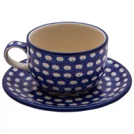 Filiżanki - Filiżanka Do Herbaty Kawy 200 Ml Ze Spodkiem - Ceramika Artystyczna Bolesławiec - miniaturka - grafika 1