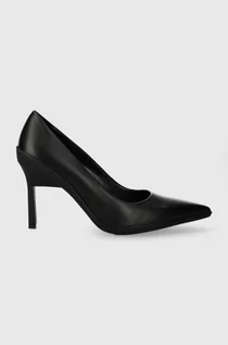 Czółenka - Calvin Klein szpilki skórzane HEEL PUMP 90 LEATHER kolor czarny HW0HW02033 - grafika 1