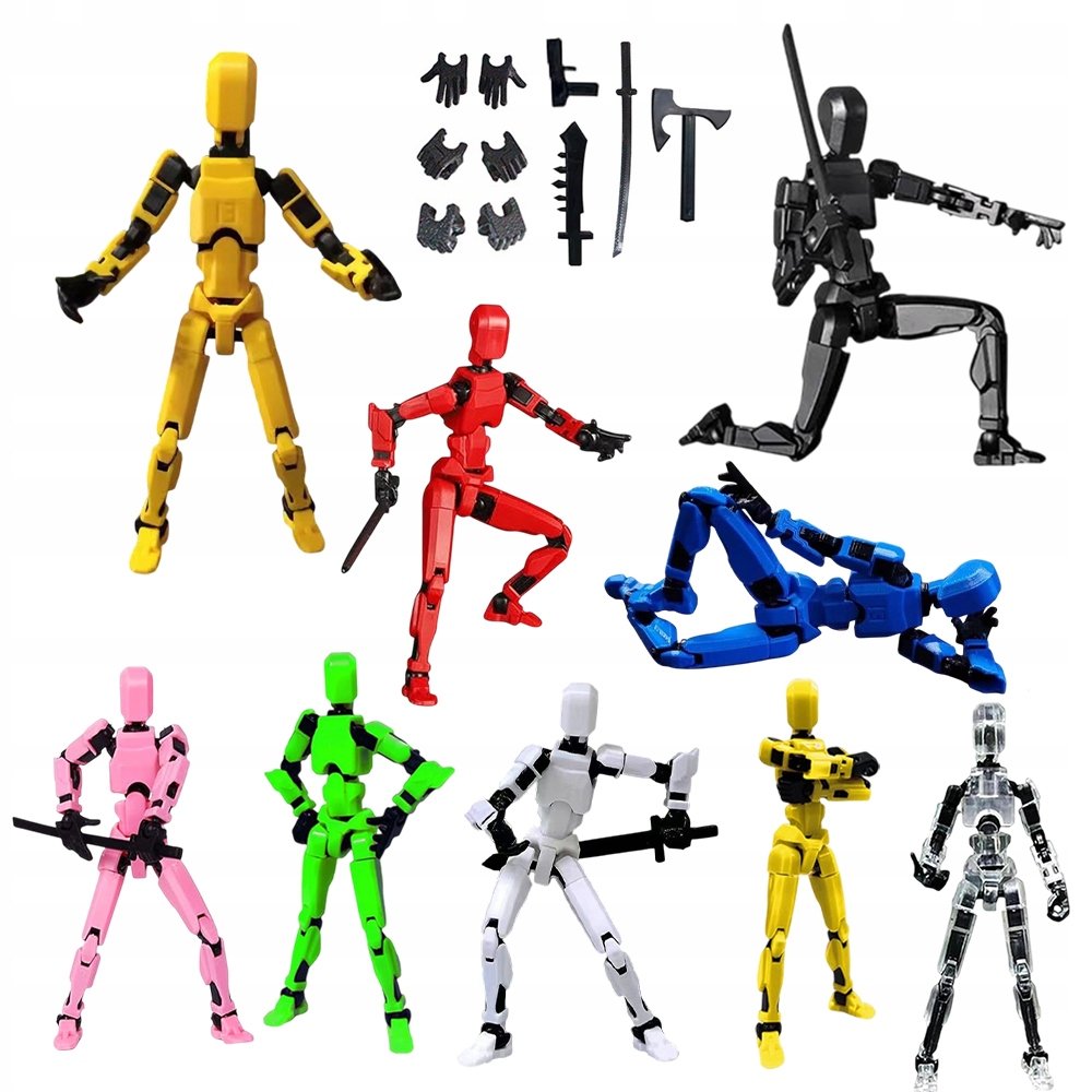Mini Figurka 3D Drukowana Robot Figurka Ruchoma Stawy Manekin Zestaw 9SZTUK