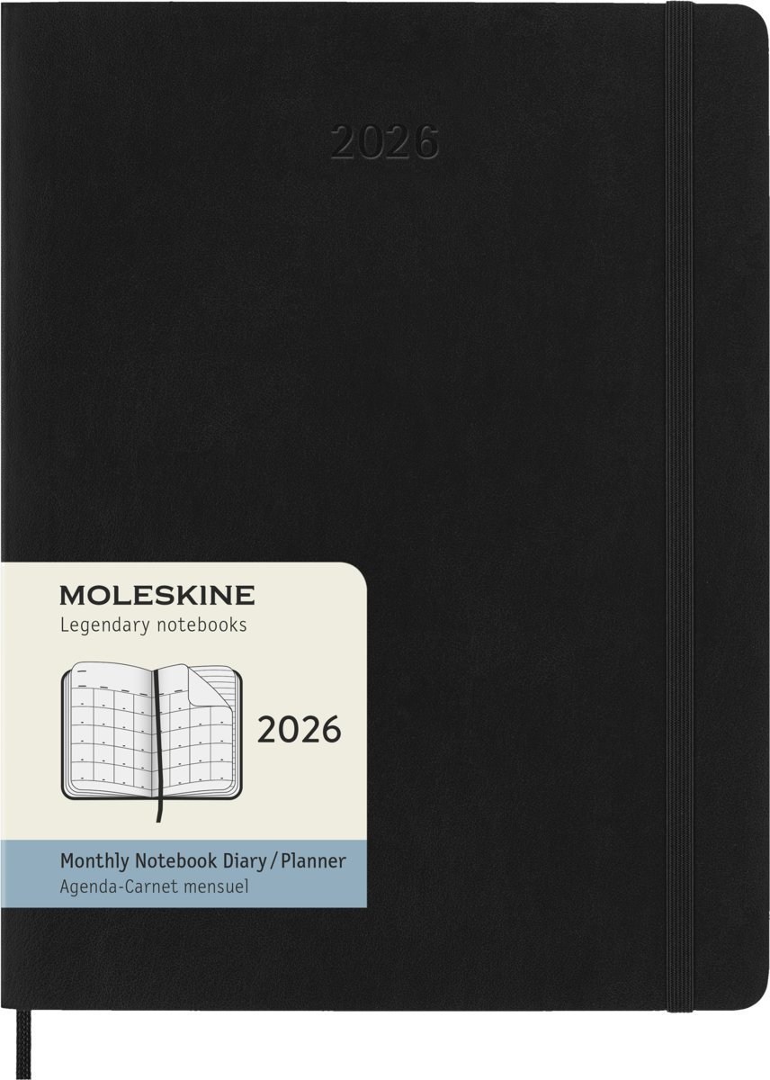 MOLESKINE kalendarz 2026 CZARNY EXTRA LARGE SOFT MONTHLY (19x25)