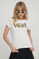 Koszulki sportowe damskie - Vans t-shirt bawełniany damski kolor beżowy - miniaturka - grafika 1